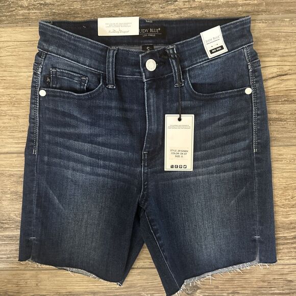 New JUDY BLUE S Mid Rise Mid Length Cut Off Shorts Women - Picture 5 of 12